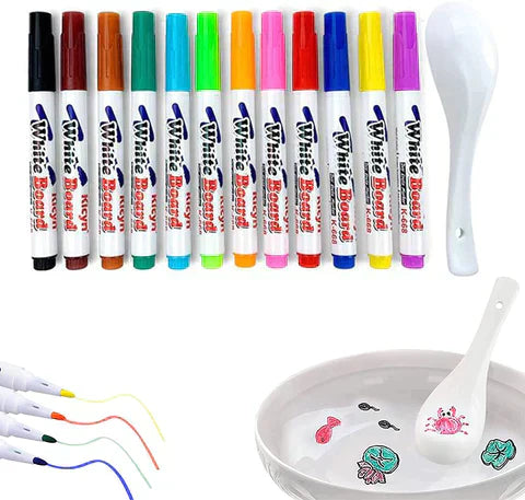 Magical Floating Water Painting Kit with Spoon (12 Markers)