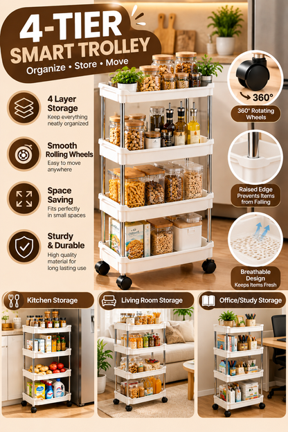 4 Tier Smart Storage Trolley