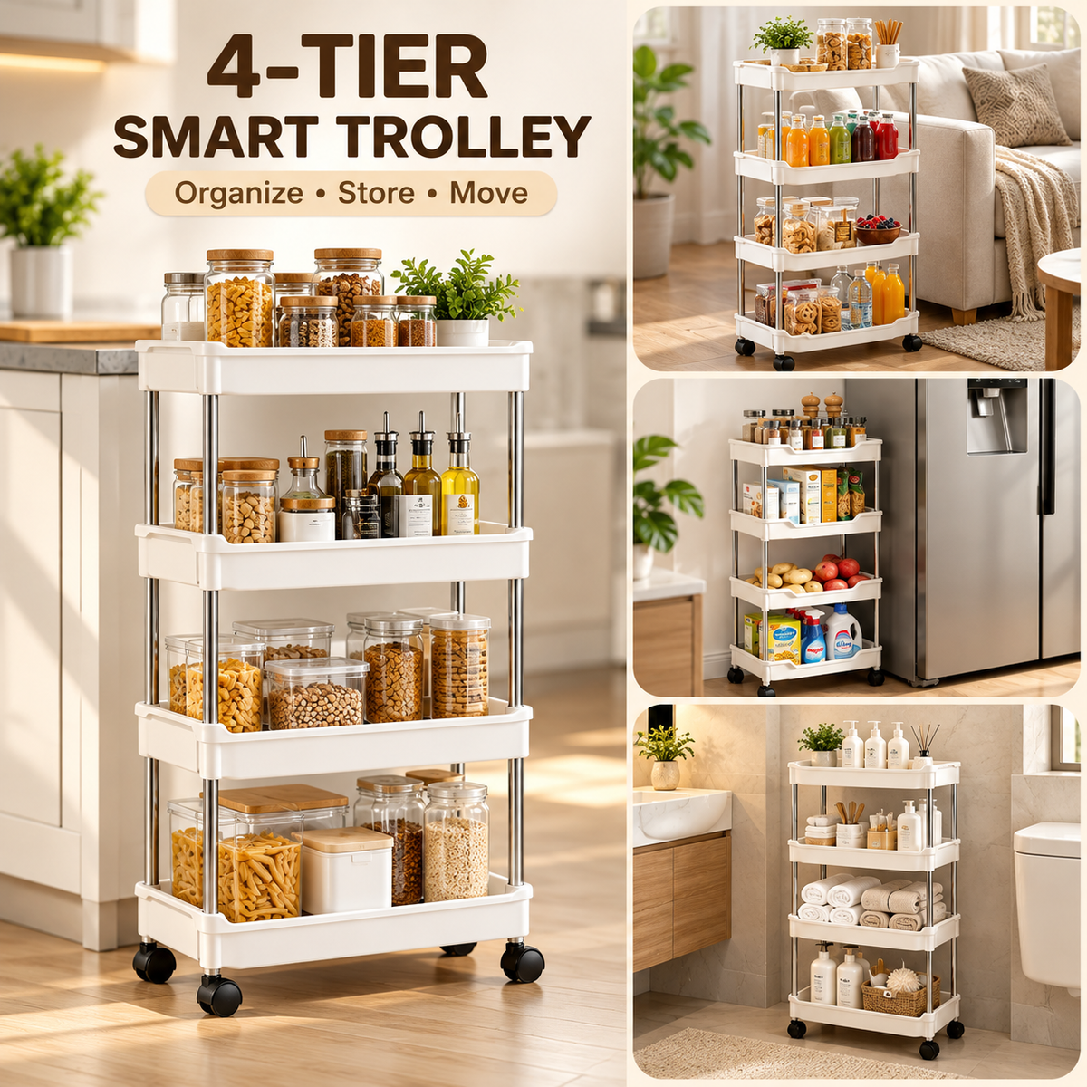 4 Tier Smart Storage Trolley