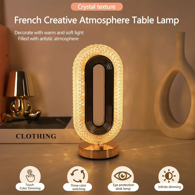 Oval Rechargeable Crystal Led Lamp (3 Color Modes)
