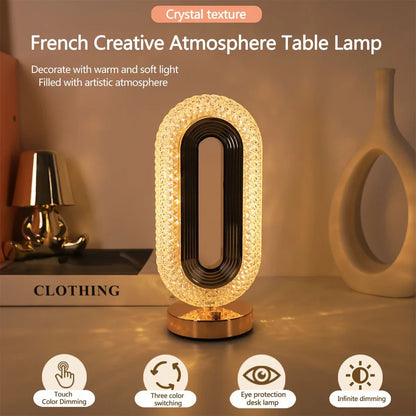 Oval Rechargeable Crystal Led Lamp (3 Color Modes)