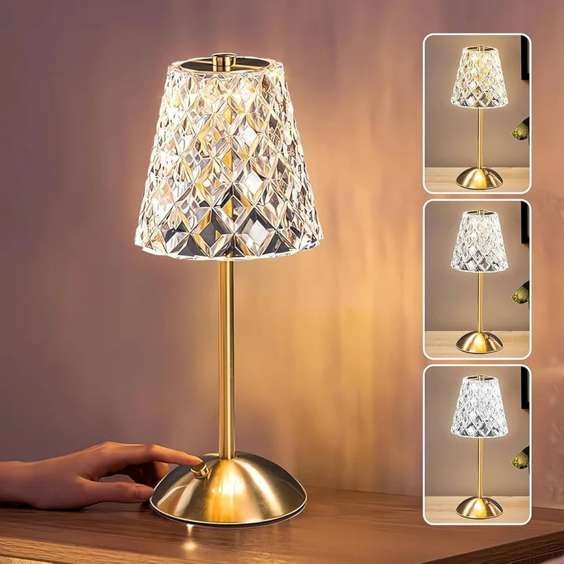 Vintage Crystal Rechargeable Table Lamp