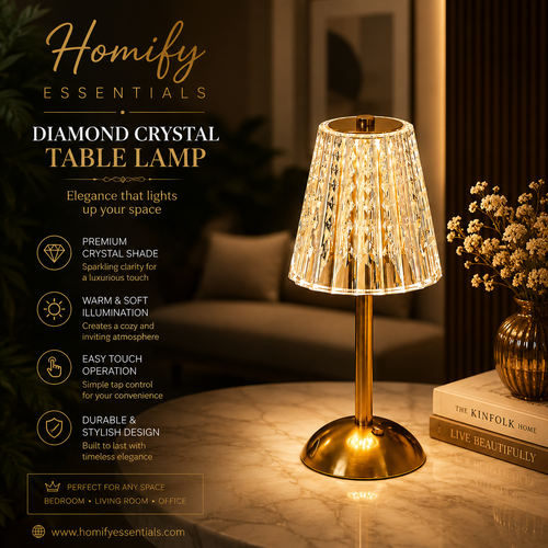 Diamond Crystal Rechargeable Table Desk Lamp