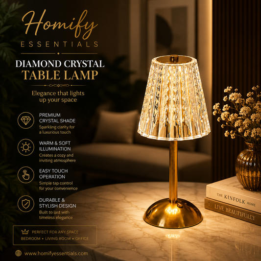 Diamond Crystal Rechargeable Table Desk Lamp