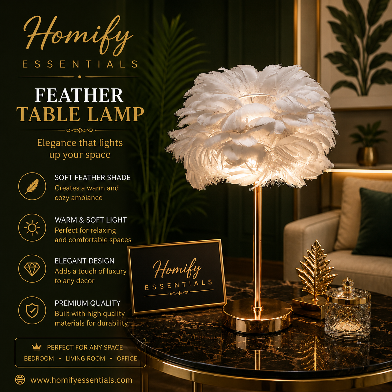 18" Feather Table Lamp