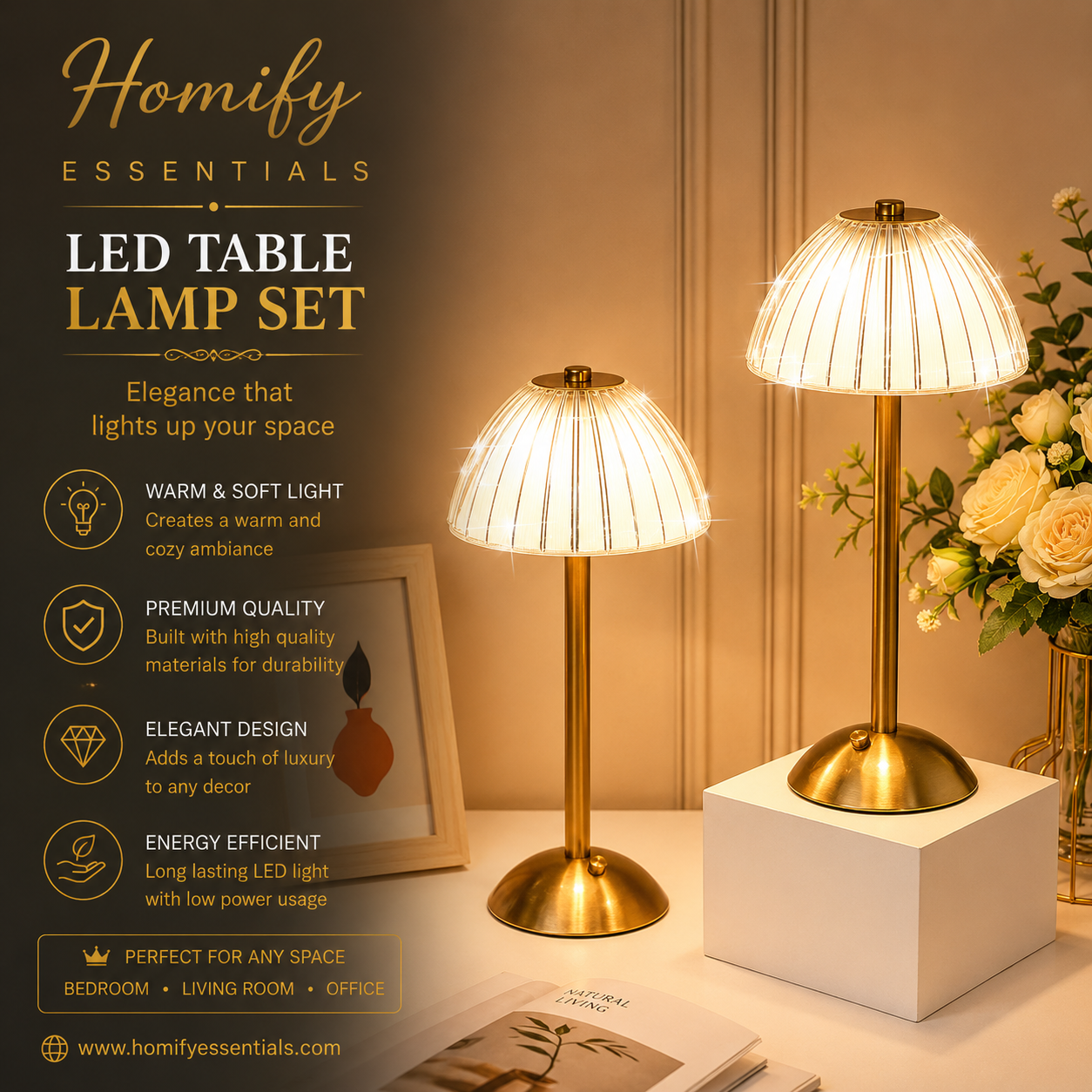 Umbrella Rechargeable Table Lamp (3 Light Color Modes)