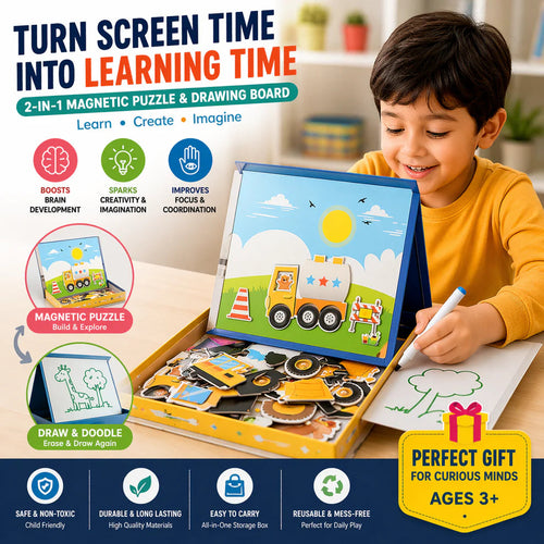 Magnetic 3D Puzzle Board with Marker For Kids Learning, Creativity & Cognition Development