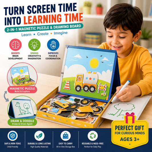 Magnetic 3D Puzzle Board with Marker For Kids Learning, Creativity & Cognition Development