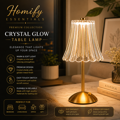Glow Crystal Rechargeable Table Desk Lamp