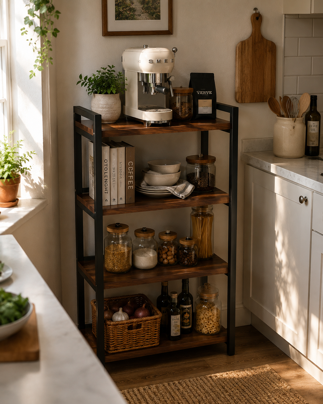 Wooden shelf for kitchen