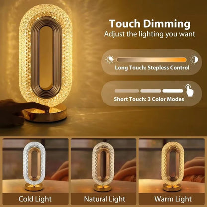Oval Rechargeable Crystal Led Lamp (3 Color Modes)
