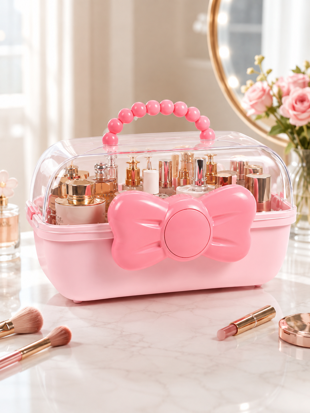 Makeup & Cosmetics Organizer Box with Bow Design
