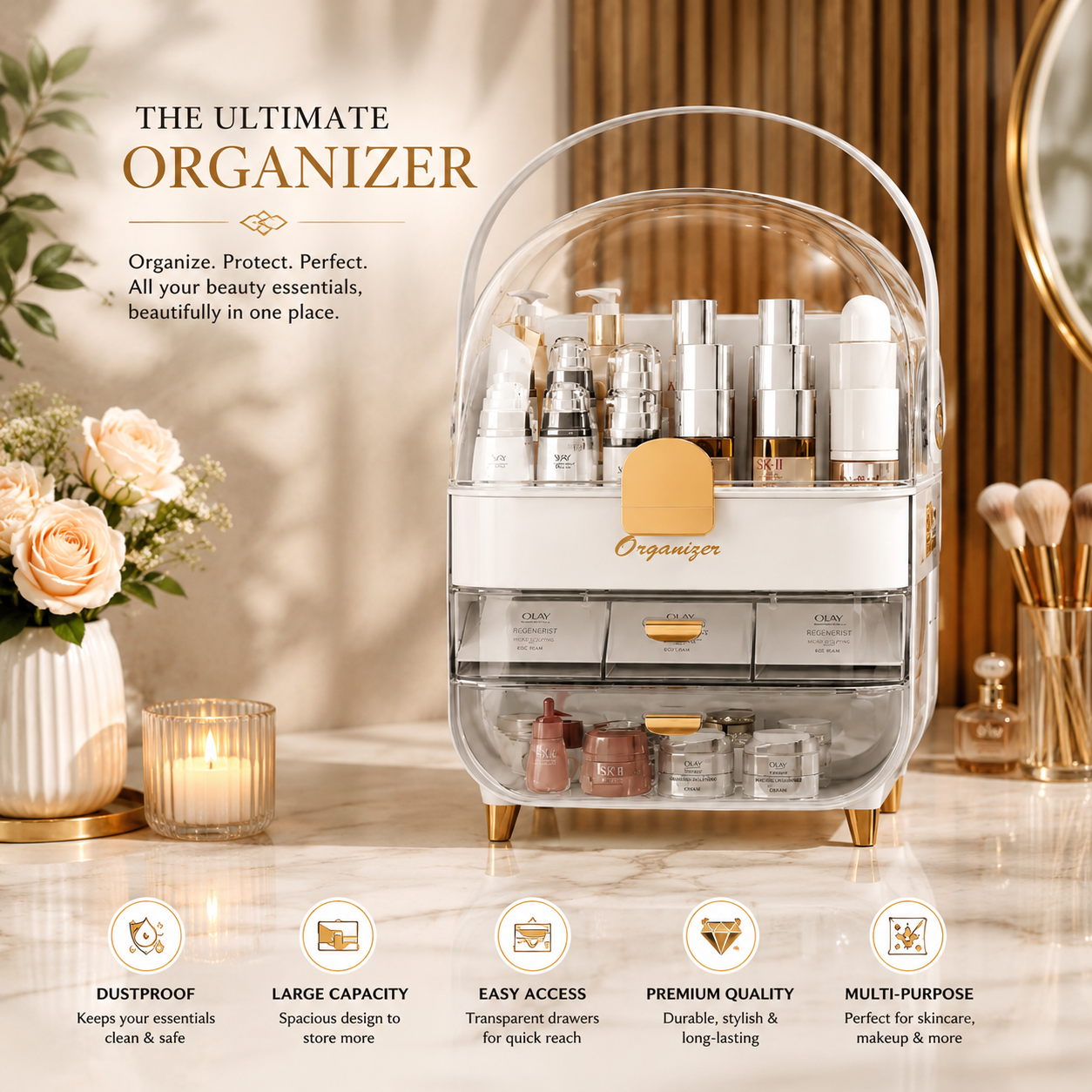 Layered Makeup & Beauty Storage Organizer