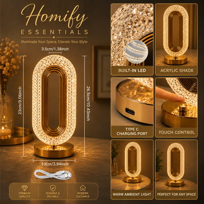 Oval Rechargeable Crystal Led Lamp (3 Color Modes)