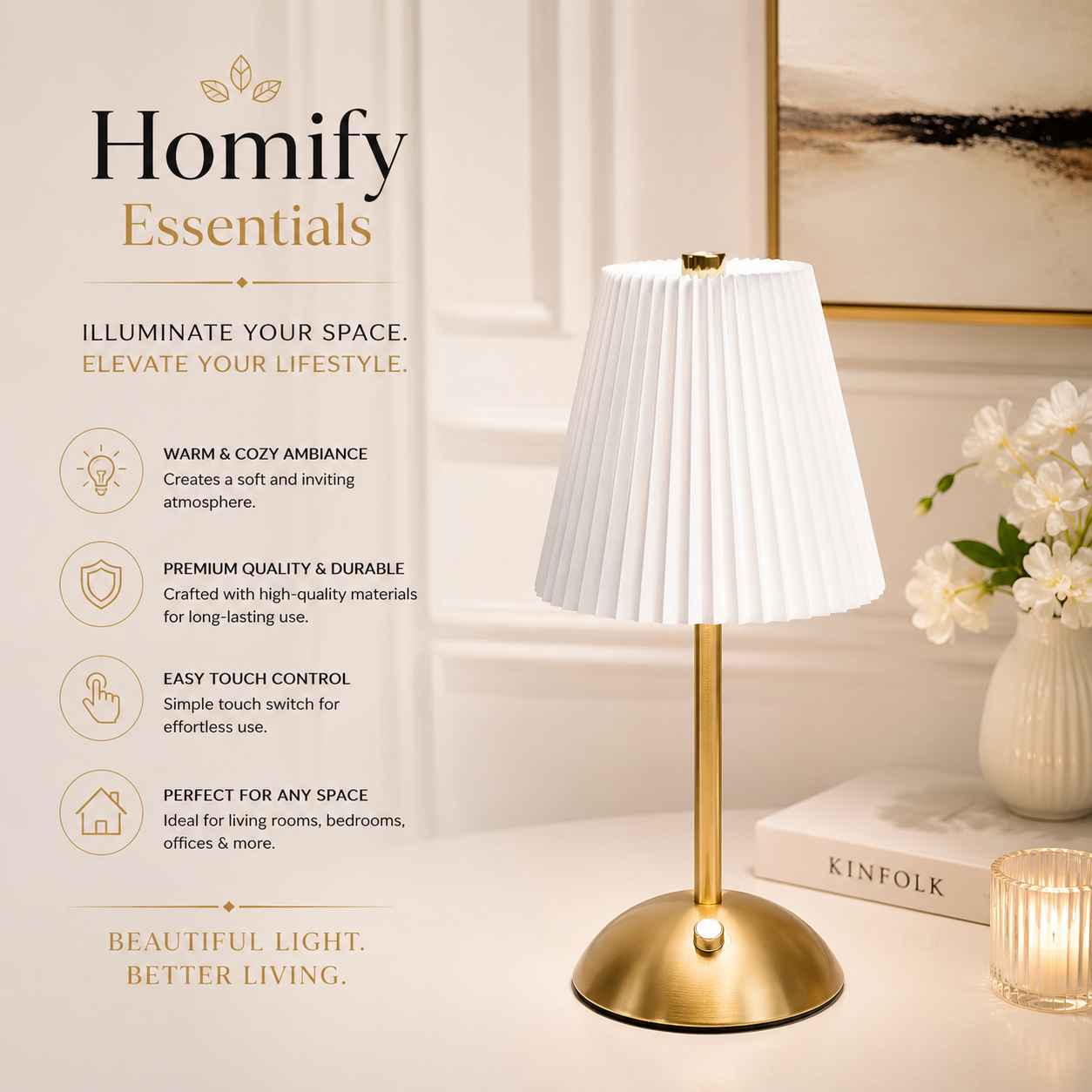 Retro White Thin Rechargeable Table Desk Lamp