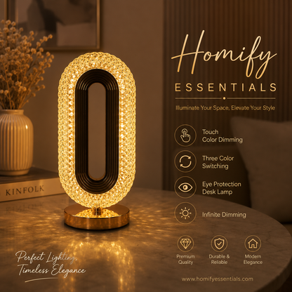 Oval Rechargeable Crystal Led Lamp (3 Color Modes)
